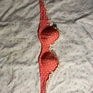 Polka Dot Bikini Top with Ruffle Trim